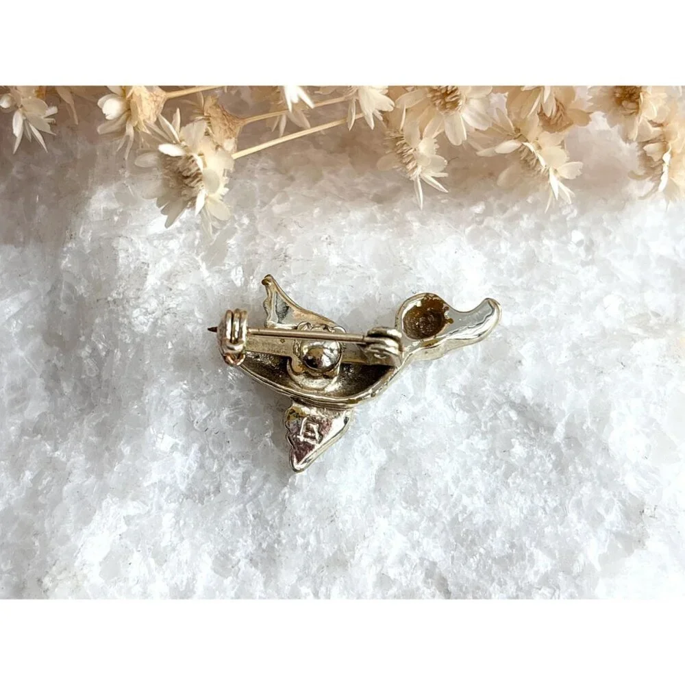 Duck in Flight Figural Enameled Gold Toned Vintage Costume Jewelry Brooch
